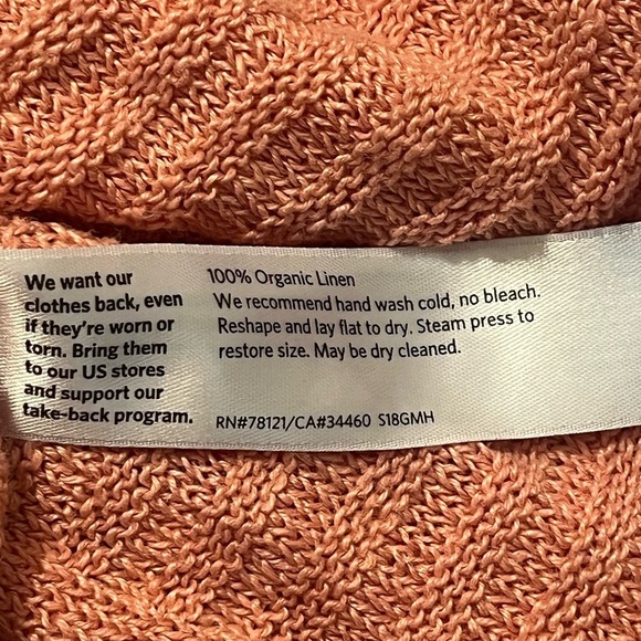 Eileen Fisher Organic Linen Melange Round Neck Top Tunic Peach Sz SP Women - Picture 7 of 8